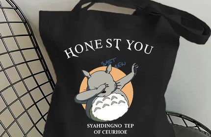 EcoWarra 6 / 35CMX45CM Funny Totoro Fashion Printed Women's Eco Shopping Bag Harajuku Style Student Handbag Storage Bag Travel Student Backpack Gift
