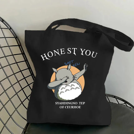 EcoWarra 6 / 35CMX45CM Funny Totoro Fashion Printed Women's Eco Shopping Bag Harajuku Style Student Handbag Storage Bag Travel Student Backpack Gift