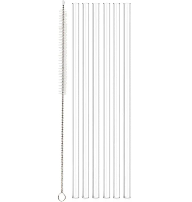 EcoWarra 6 pcs 6 Pcs Replacement Straws Compatible with Stanley 30oz 40oz Tumbler, Reusable Plastic clear straws with 1 Cleaning Brush
