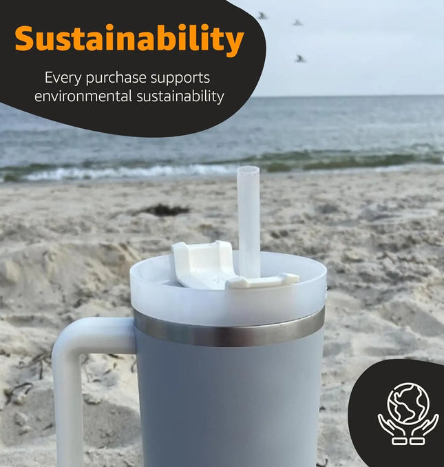EcoWarra 6 pcs 6 Pcs Replacement Straws Compatible with Stanley 30oz 40oz Tumbler, Reusable Plastic clear straws with 1 Cleaning Brush