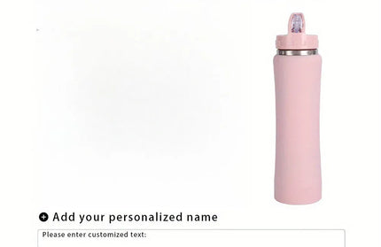 EcoWarra 600ml / Pink Personalized Insulated Stainless Steel Water Bottle with Straw - Engraved Fitness/Cycling Bottle, Perfect Gift for Men & Women