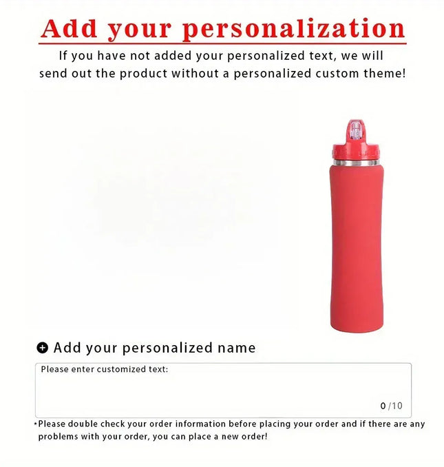 EcoWarra 600ml / Red Personalized Insulated Stainless Steel Water Bottle with Straw - Engraved Fitness/Cycling Bottle, Perfect Gift for Men & Women