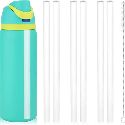 EcoWarra 6PCS White 4/6/12PCS Replacement Straws for Owala Water Bottle 24 oz 32 oz, Reusable Plastic Straws with Cleaning Brush