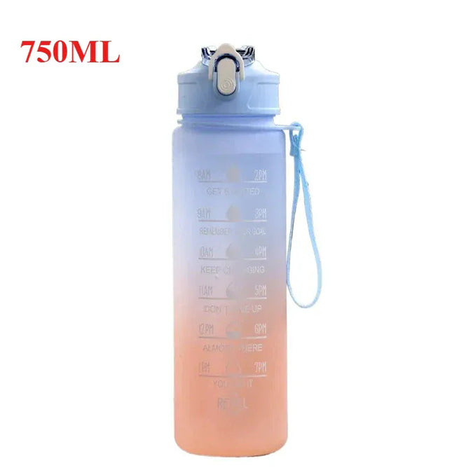 EcoWarra 750ml-blue 500ML/650ML/750ML/1000ML Sports Water Bottle Motivational Leak Proof Portable Reusable Plastic Cups Outdoor Travel Gym Jugs