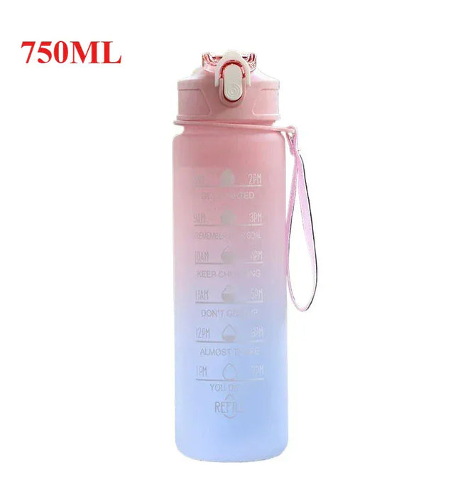 EcoWarra 750ml-pink 500ML/650ML/750ML/1000ML Sports Water Bottle Motivational Leak Proof Portable Reusable Plastic Cups Outdoor Travel Gym Jugs