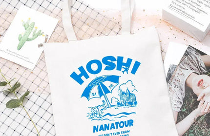 EcoWarra 8 Kpop Nanatour Shoulder Bag Summer Simple White Letter Print Canvas Bag S.Coups Jeonghan Y2k Women's Travel Handbag Eco