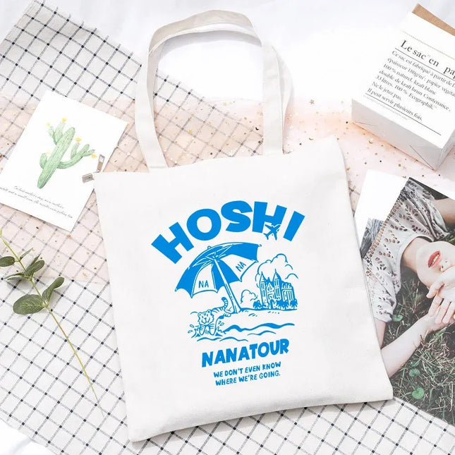 EcoWarra 8 Kpop Nanatour Shoulder Bag Summer Simple White Letter Print Canvas Bag S.Coups Jeonghan Y2k Women's Travel Handbag Eco