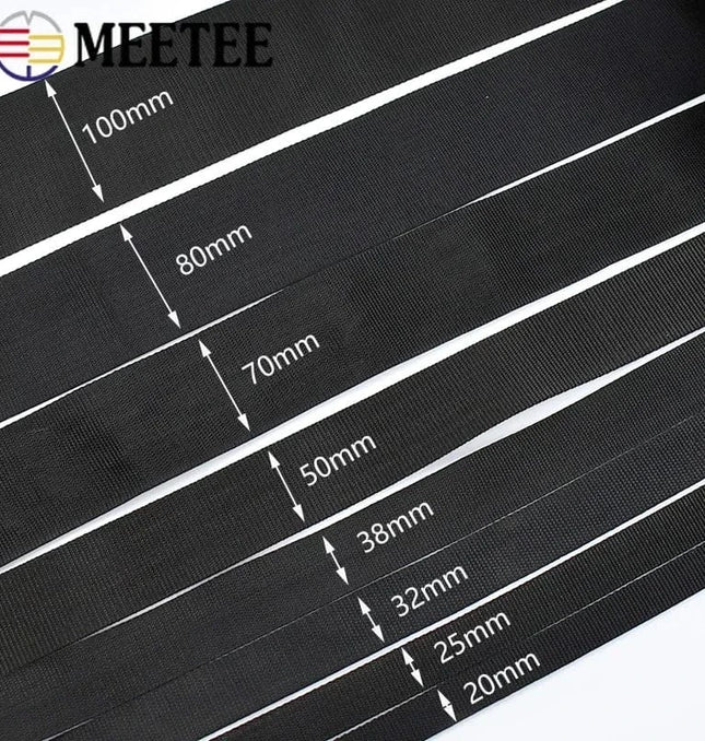 EcoWarra 8M Meetee 20mm-100mm Nylon Webbing Strap Backpack Bag Safety Ribbon Band Belt Dog Collar Binding Tape DIY Sewing Accessories