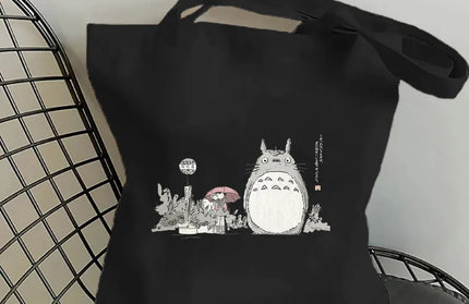 EcoWarra 9 / 35CMX45CM Funny Totoro Fashion Printed Women's Eco Shopping Bag Harajuku Style Student Handbag Storage Bag Travel Student Backpack Gift
