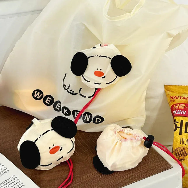 EcoWarra A Cartoon Dog Storage Bag Foldable Shopping Bag Portable Large Capacity Eco friendly Bag