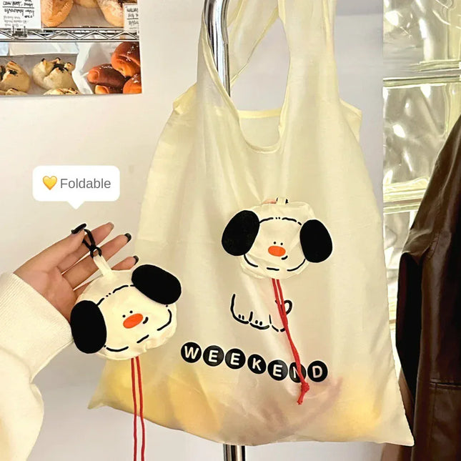 EcoWarra A Cartoon Dog Storage Bag Foldable Shopping Bag Portable Large Capacity Eco friendly Bag