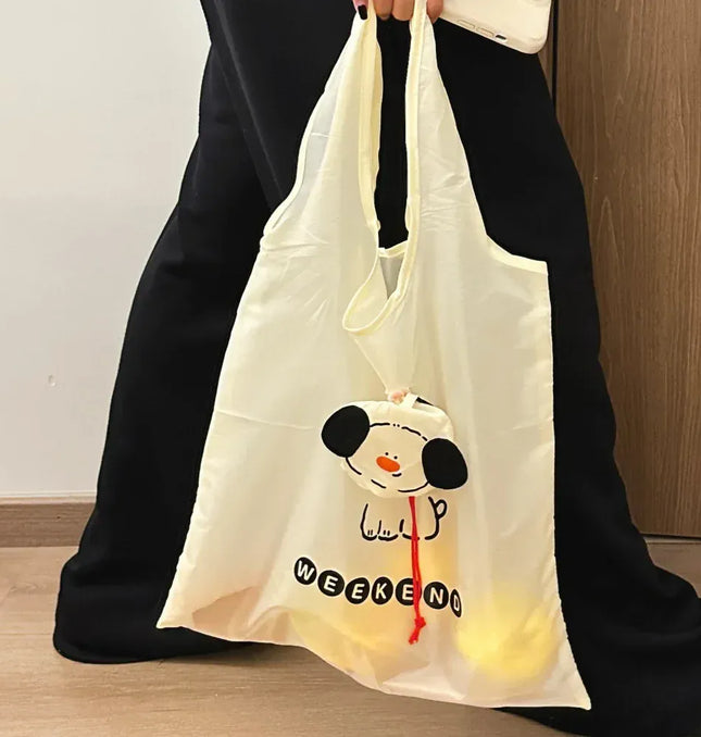 EcoWarra A Cartoon Dog Storage Bag Foldable Shopping Bag Portable Large Capacity Eco friendly Bag