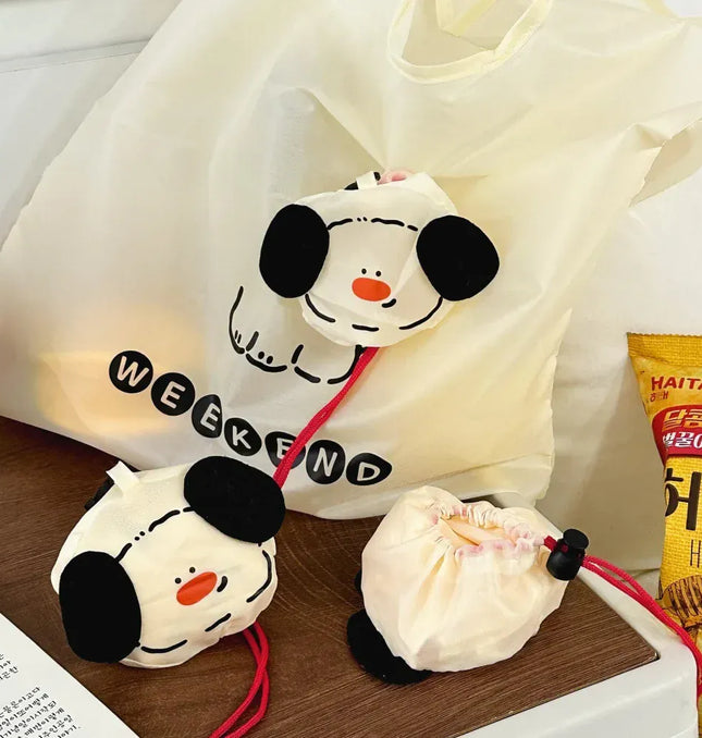 EcoWarra A Cartoon Dog Storage Bag Foldable Shopping Bag Portable Large Capacity Eco friendly Bag