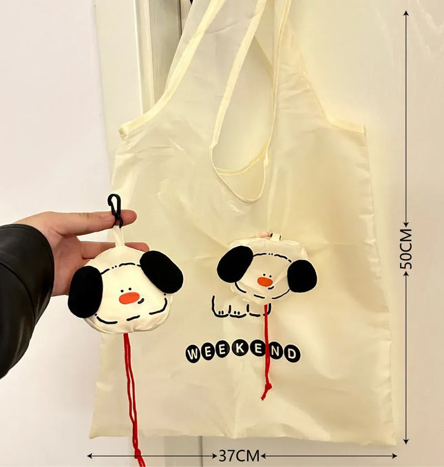 EcoWarra A Cartoon Dog Storage Bag Foldable Shopping Bag Portable Large Capacity Eco friendly Bag