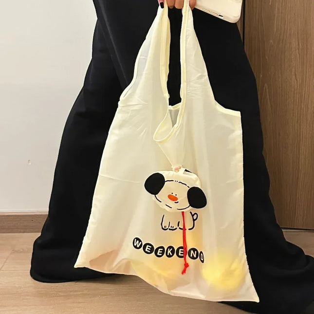 EcoWarra A Cartoon Dog Storage Bag Foldable Shopping Bag Portable Large Capacity Eco friendly Bag