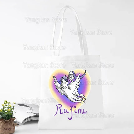 EcoWarra A141-14 Kpop Demon Hunter Canvas Bag Women Girls Simple Large Capacity Demon Hunters Handbag Shoulder Bag Tote Reusable Student Bookbag