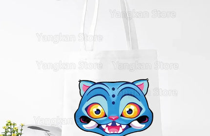 EcoWarra A141-16 Kpop Demon Hunter Canvas Bag Women Girls Simple Large Capacity Demon Hunters Handbag Shoulder Bag Tote Reusable Student Bookbag