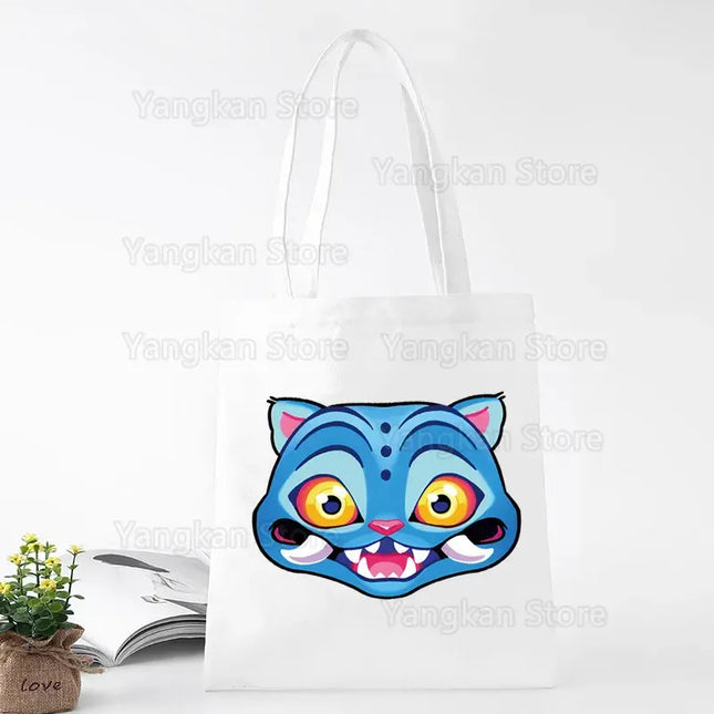 EcoWarra A141-16 Kpop Demon Hunter Canvas Bag Women Girls Simple Large Capacity Demon Hunters Handbag Shoulder Bag Tote Reusable Student Bookbag