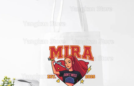EcoWarra A141-7 Kpop Demon Hunter Canvas Bag Women Girls Simple Large Capacity Demon Hunters Handbag Shoulder Bag Tote Reusable Student Bookbag
