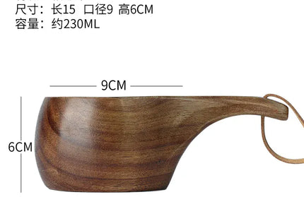 EcoWarra A4 230ml Creative Wooden Mug Outdoor Camping Traveling Mug Nordic Style Handmade Coffee Milk Cup Solid Wooden Drinking Mug