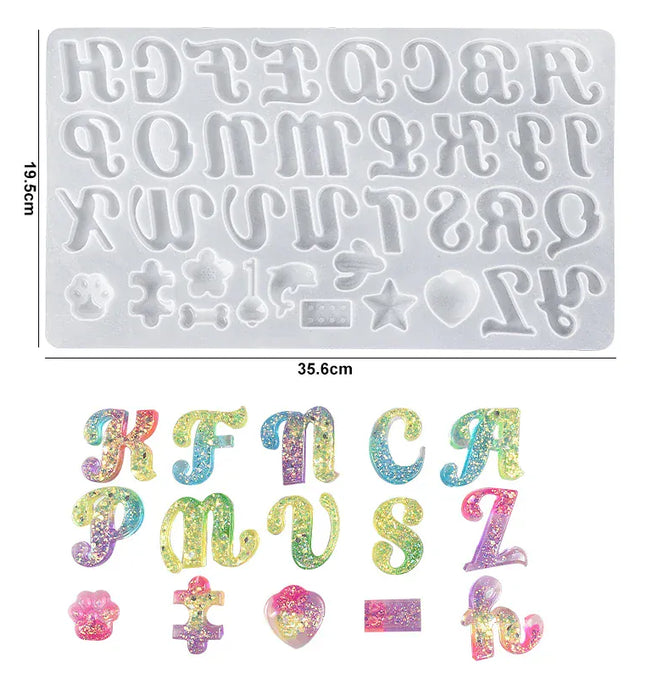 EcoWarra Alphabet & Number Resin Silicone Mold – Letter Mould for DIY Keychains, Jewelry & Pendants