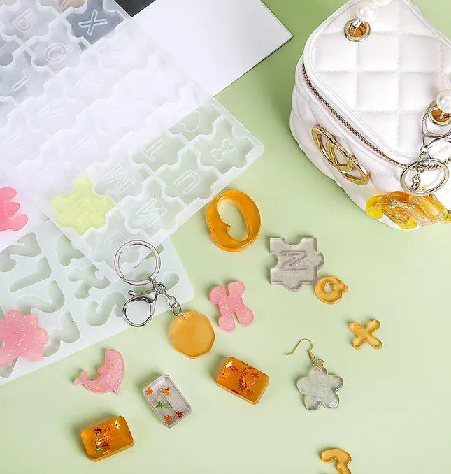 EcoWarra Alphabet & Number Resin Silicone Mold – Letter Mould for DIY Keychains, Jewelry & Pendants