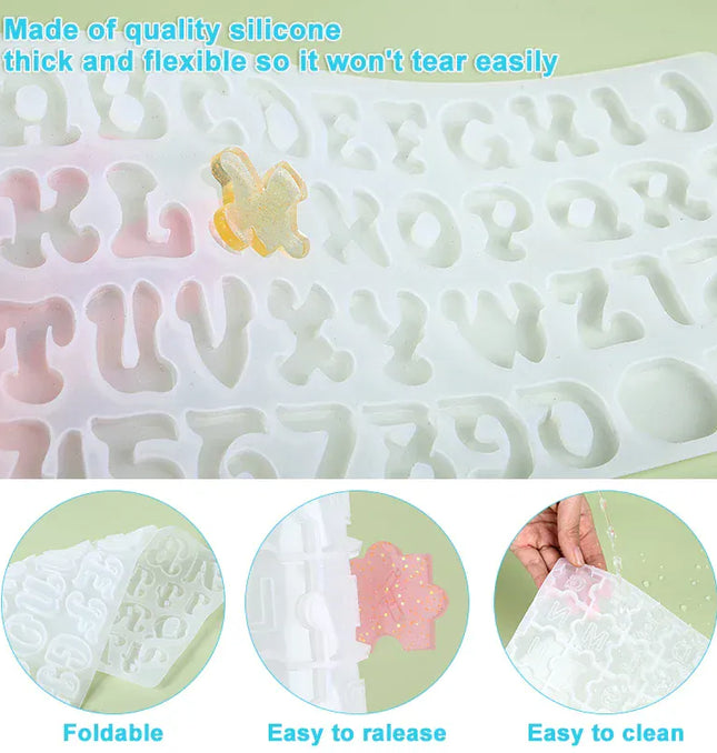 EcoWarra Alphabet & Number Resin Silicone Mold – Letter Mould for DIY Keychains, Jewelry & Pendants