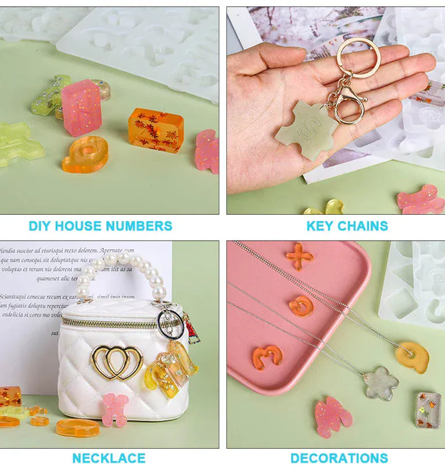 EcoWarra Alphabet & Number Resin Silicone Mold – Letter Mould for DIY Keychains, Jewelry & Pendants