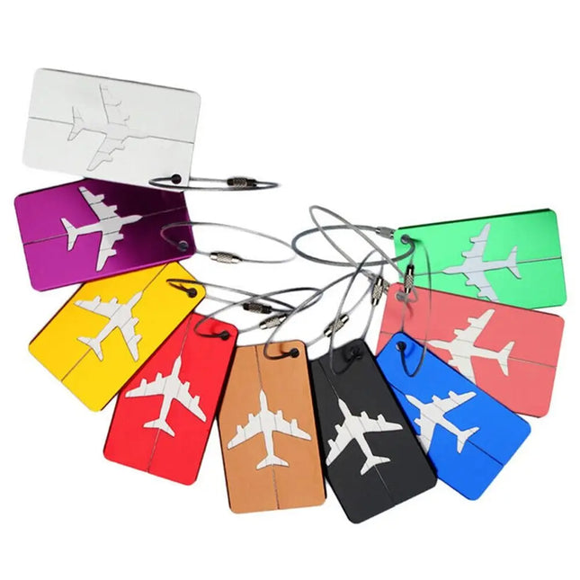 EcoWarra Aluminium Travel Luggage Tags Reusable Suitcase Baggage Labels Holiday Suitcase Labels Travel Bag ID Plane Identifier With Ropes