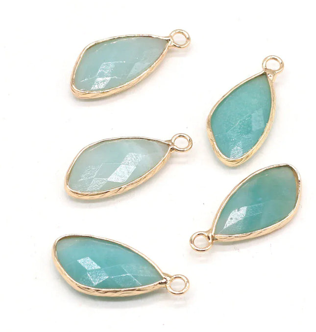 EcoWarra Amazonite 2pc Natural Rose Clear Pink Quartz Labradorite Amethysts Stone Charm Pendant for Necklaces Earrings Jewelry Making Accessories