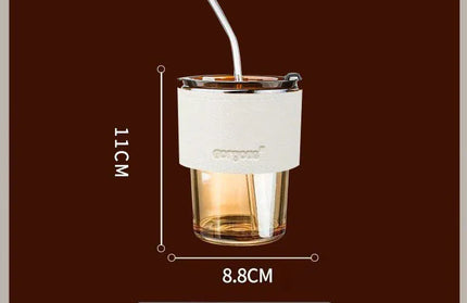 EcoWarra Amber Cup With White Glass Sipper Cups Reusable Spill-Proof Drinking Cups with Lid Straw for Birthday Party Travel Xmas Juice Mug Water Bottle Cups
