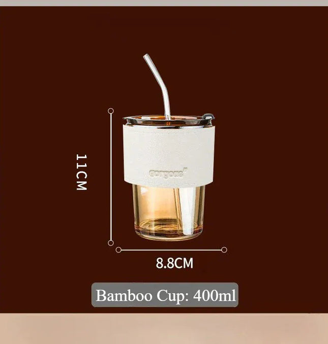 EcoWarra Amber Cup With White Glass Sipper Cups Reusable Spill-Proof Drinking Cups with Lid Straw for Birthday Party Travel Xmas Juice Mug Water Bottle Cups