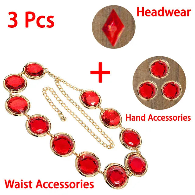 EcoWarra Anime Belt Titans Superhero Raven Cosplay Red Stone Waist Chain Halloween Party Costume Accessories Women Gifts Props
