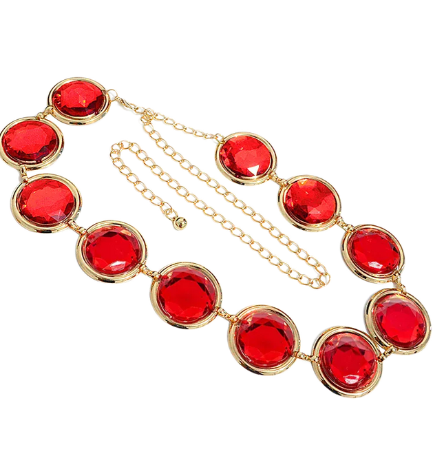 EcoWarra Anime Belt Titans Superhero Raven Cosplay Red Stone Waist Chain Halloween Party Costume Accessories Women Gifts Props