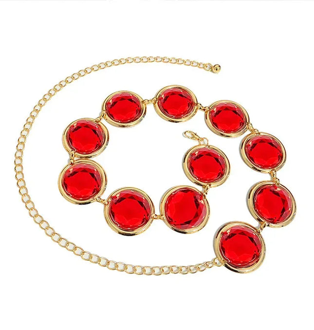 EcoWarra Anime Belt Titans Superhero Raven Cosplay Red Stone Waist Chain Halloween Party Costume Accessories Women Gifts Props