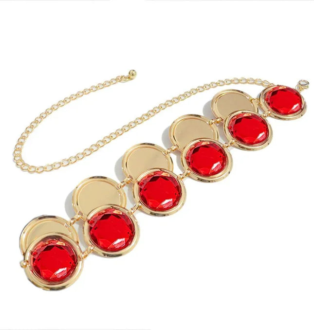 EcoWarra Anime Belt Titans Superhero Raven Cosplay Red Stone Waist Chain Halloween Party Costume Accessories Women Gifts Props
