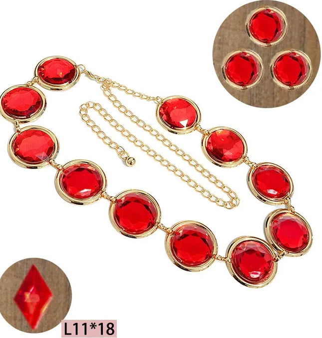 EcoWarra Anime Belt Titans Superhero Raven Cosplay Red Stone Waist Chain Halloween Party Costume Accessories Women Gifts Props