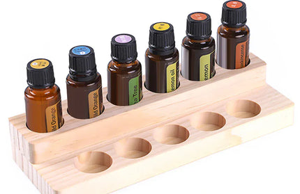 EcoWarra As shown 11 Compartments Essential Oil Display Stand Shelf Wooden Exquisite Rack With 11 Grooves Can Hold 15ml Bottles #W0