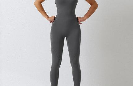 EcoWarra ash / L Jumpsuit Gym Set Romper Backless Fitness Bodysuit Siamese Sportswear Women Jumpsuit Buttery-Soft One-piece Playsuit Yoga Suit
