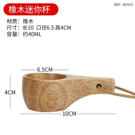 EcoWarra B1 40ml Creative Wooden Mug Outdoor Camping Traveling Mug Nordic Style Handmade Coffee Milk Cup Solid Wooden Drinking Mug