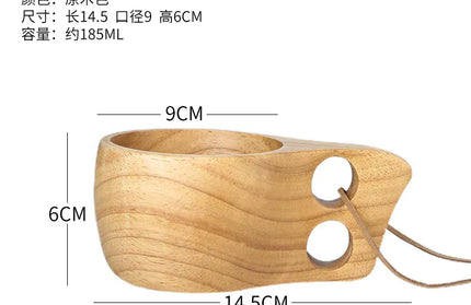 EcoWarra B4 185ml Creative Wooden Mug Outdoor Camping Traveling Mug Nordic Style Handmade Coffee Milk Cup Solid Wooden Drinking Mug