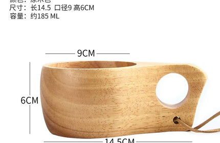 EcoWarra B5 185ml Creative Wooden Mug Outdoor Camping Traveling Mug Nordic Style Handmade Coffee Milk Cup Solid Wooden Drinking Mug