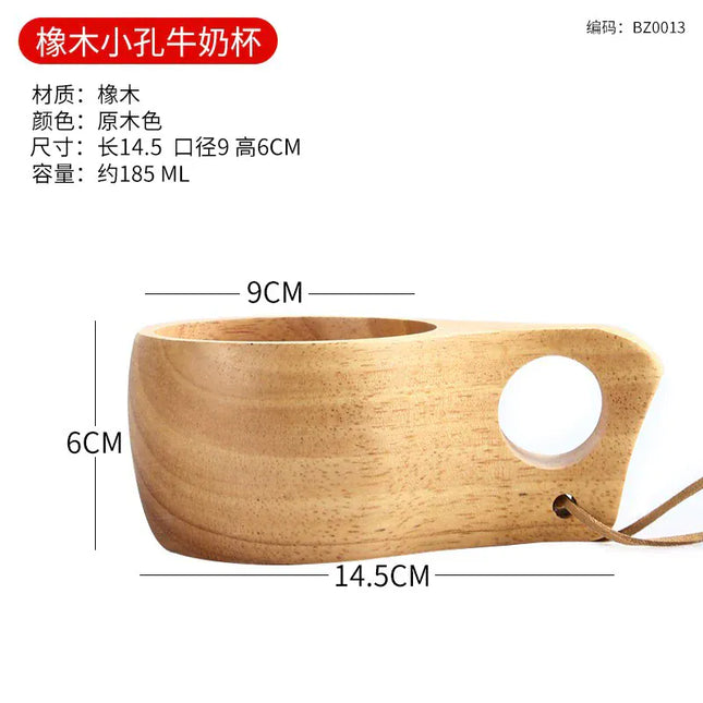 EcoWarra B5 185ml Creative Wooden Mug Outdoor Camping Traveling Mug Nordic Style Handmade Coffee Milk Cup Solid Wooden Drinking Mug