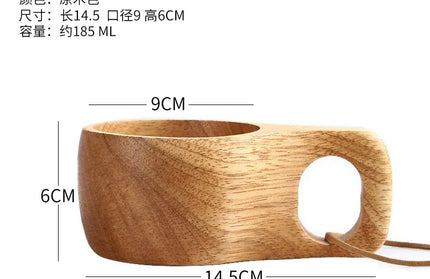 EcoWarra B6 185ml Creative Wooden Mug Outdoor Camping Traveling Mug Nordic Style Handmade Coffee Milk Cup Solid Wooden Drinking Mug