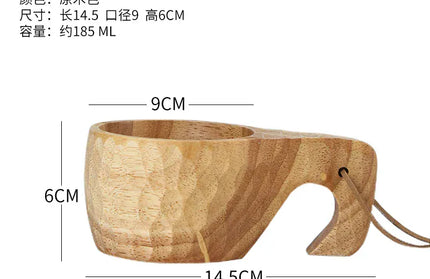 EcoWarra B7 185ml Creative Wooden Mug Outdoor Camping Traveling Mug Nordic Style Handmade Coffee Milk Cup Solid Wooden Drinking Mug