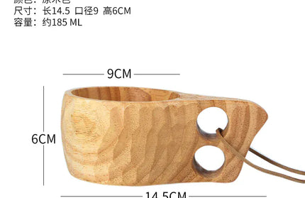EcoWarra B8 185ml Creative Wooden Mug Outdoor Camping Traveling Mug Nordic Style Handmade Coffee Milk Cup Solid Wooden Drinking Mug