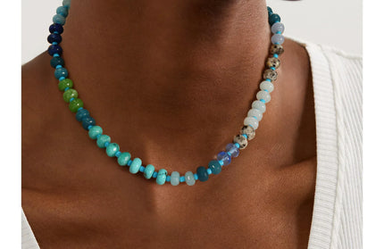 EcoWarra Badu Colorful Natural Stone Beads Necklaces for Women Bohomian Gemstone Beaded Choker Summer Beach Trendy Boho Jewelry Gift