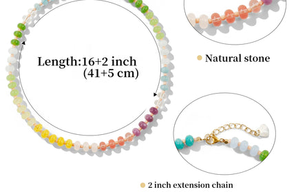 EcoWarra Badu Colorful Natural Stone Beads Necklaces for Women Bohomian Gemstone Beaded Choker Summer Beach Trendy Boho Jewelry Gift