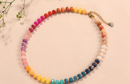 EcoWarra Badu Colorful Natural Stone Beads Necklaces for Women Bohomian Gemstone Beaded Choker Summer Beach Trendy Boho Jewelry Gift