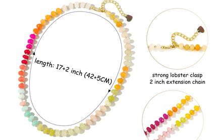 EcoWarra Badu Colorful Natural Stone Beads Necklaces for Women Bohomian Gemstone Beaded Choker Summer Beach Trendy Boho Jewelry Gift